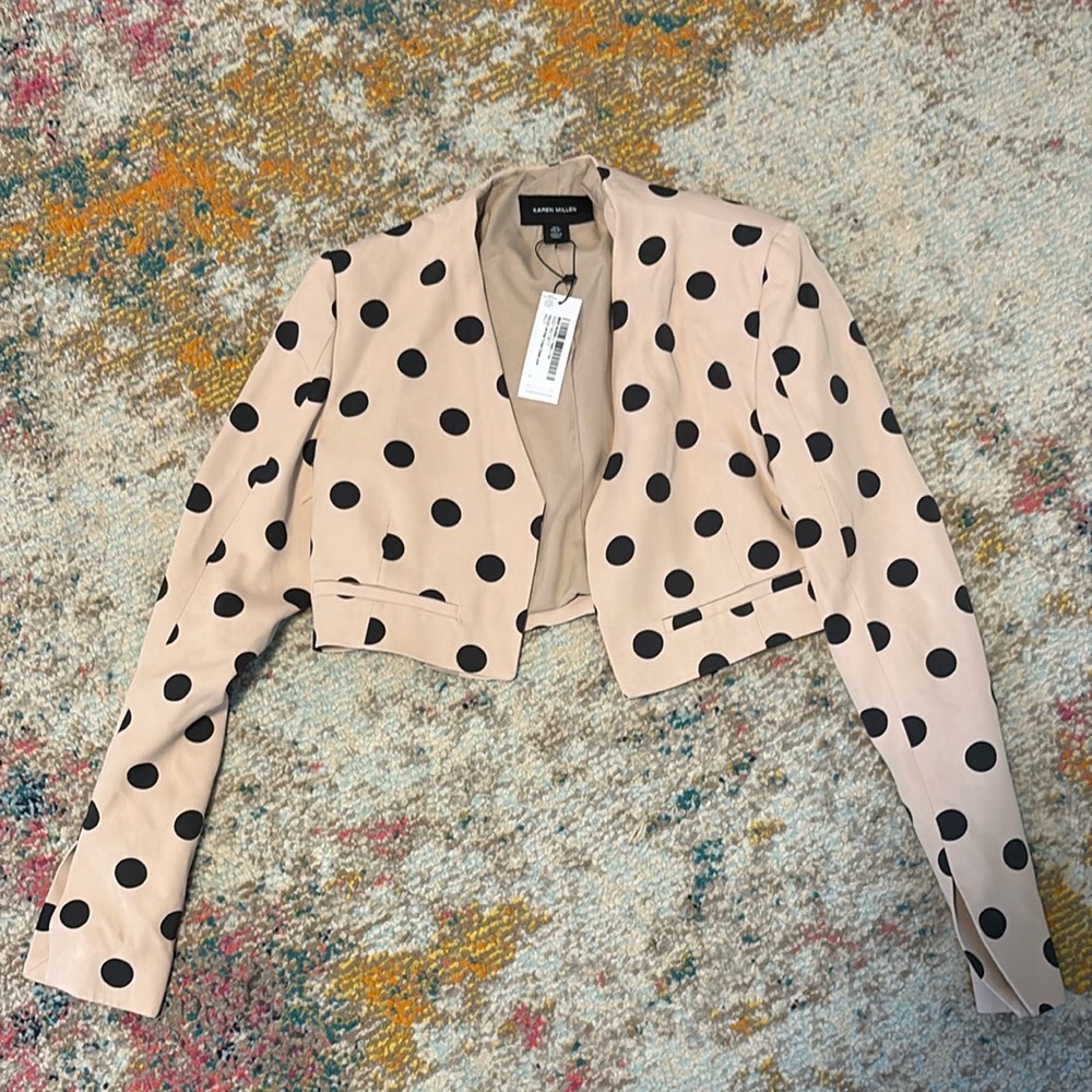 Karen Millen Polka Dot Cropped Jacket - Picture 7 of 8